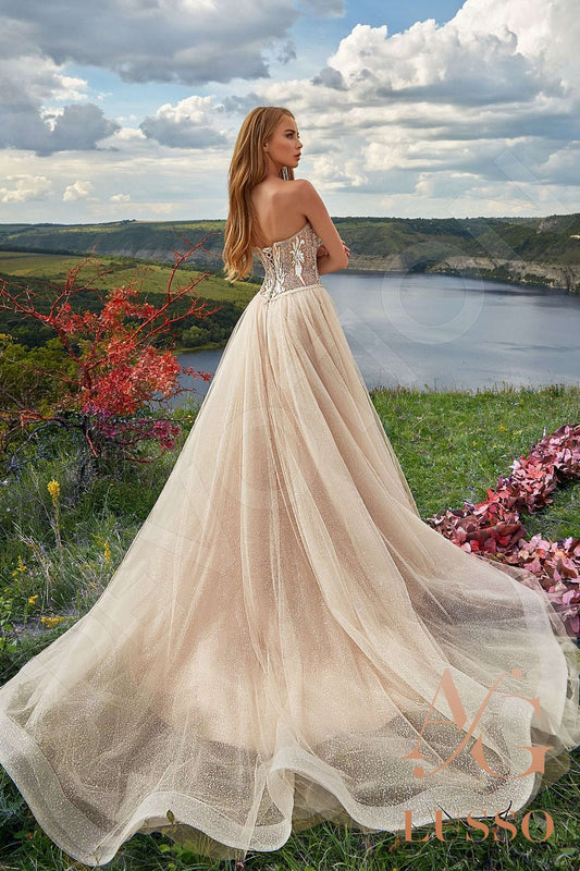 Ejenitta A-line Semi-Sweetheart Pearl Wedding dress