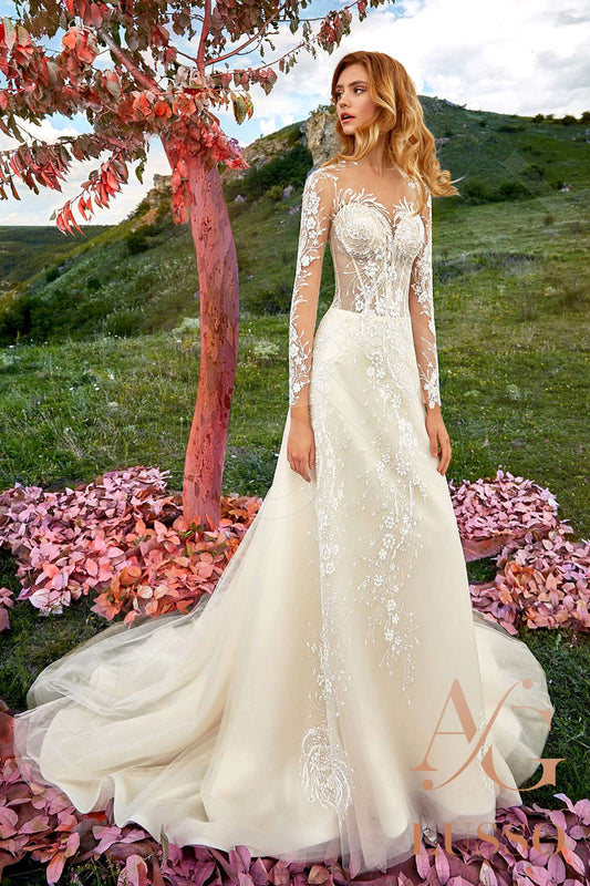 Kellice A-line Illusion Cream Milk Wedding dress