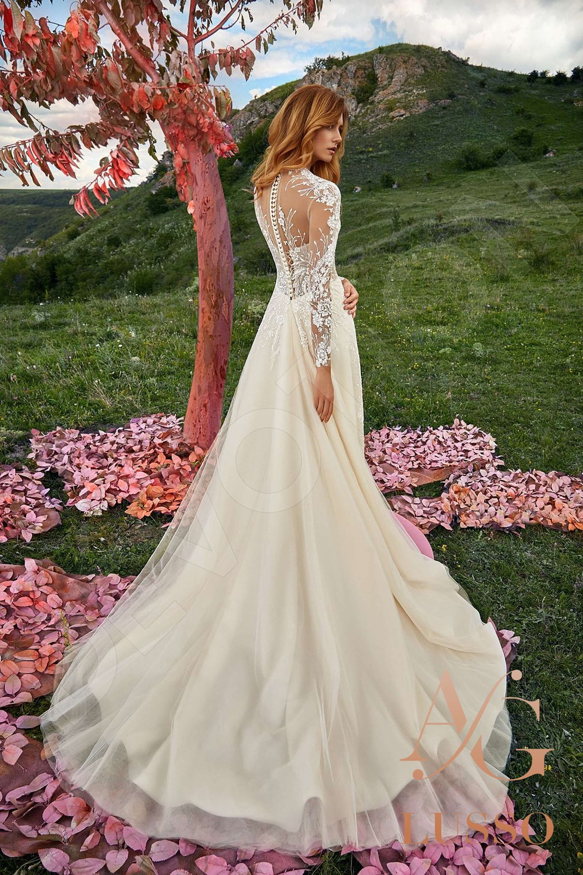 Kellice A-line Illusion Cream Milk Wedding dress