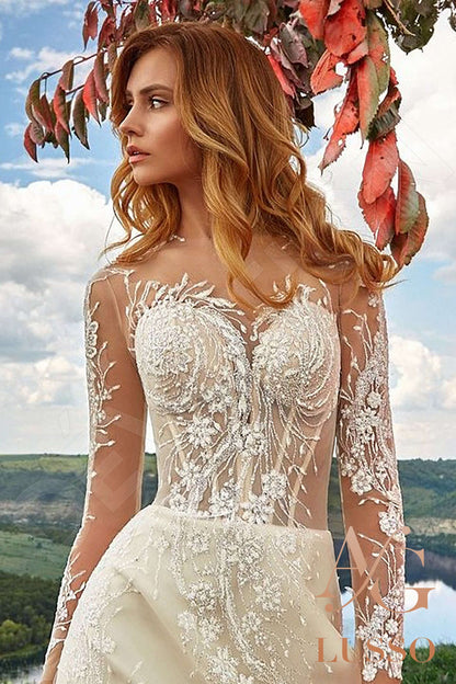 Kellice Lace up back A-line Long sleeve Wedding Dress 4