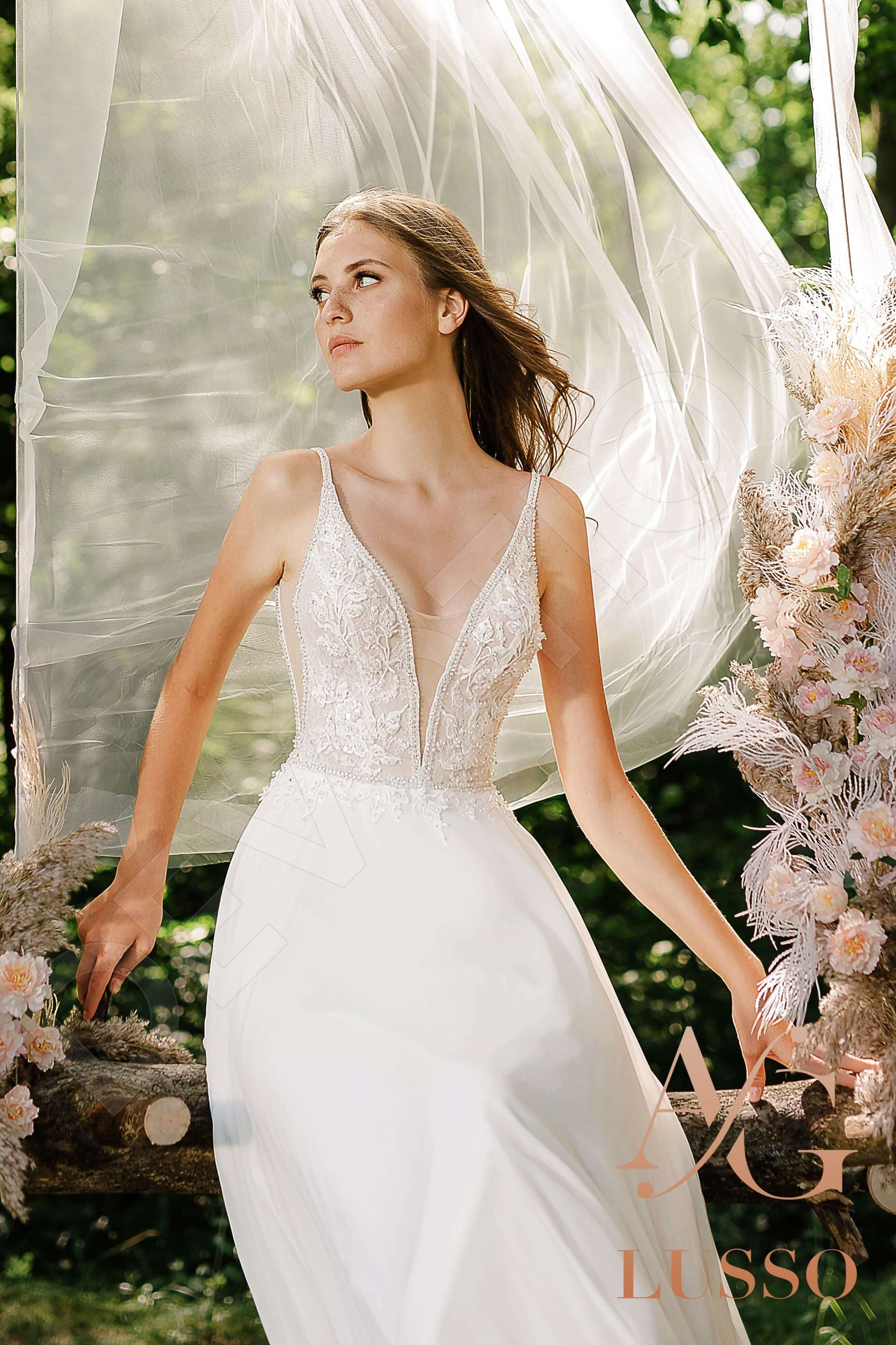 Fayola A-line V-neck Ivory Wedding dress