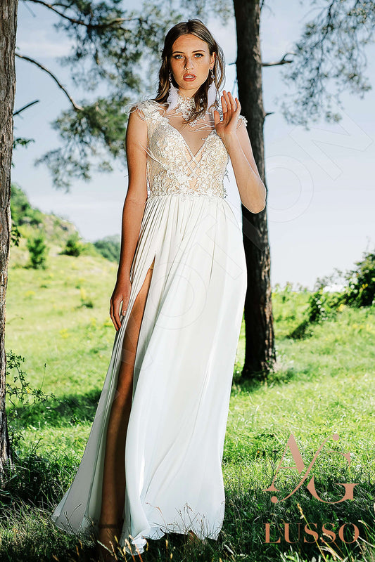 Jovite A-line Illusion Ivory Wedding dress