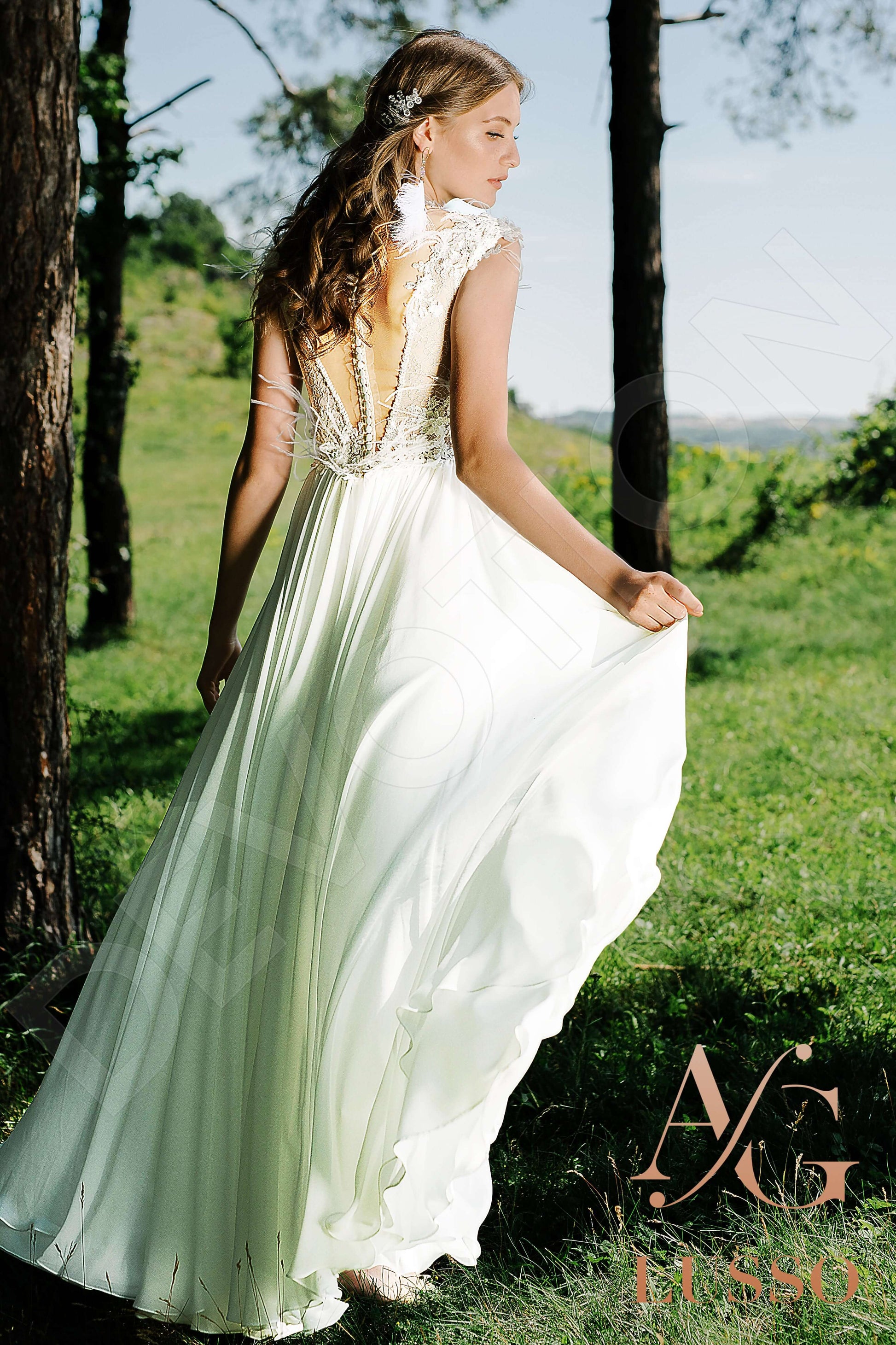 Jovite A-line Illusion Ivory Wedding dress