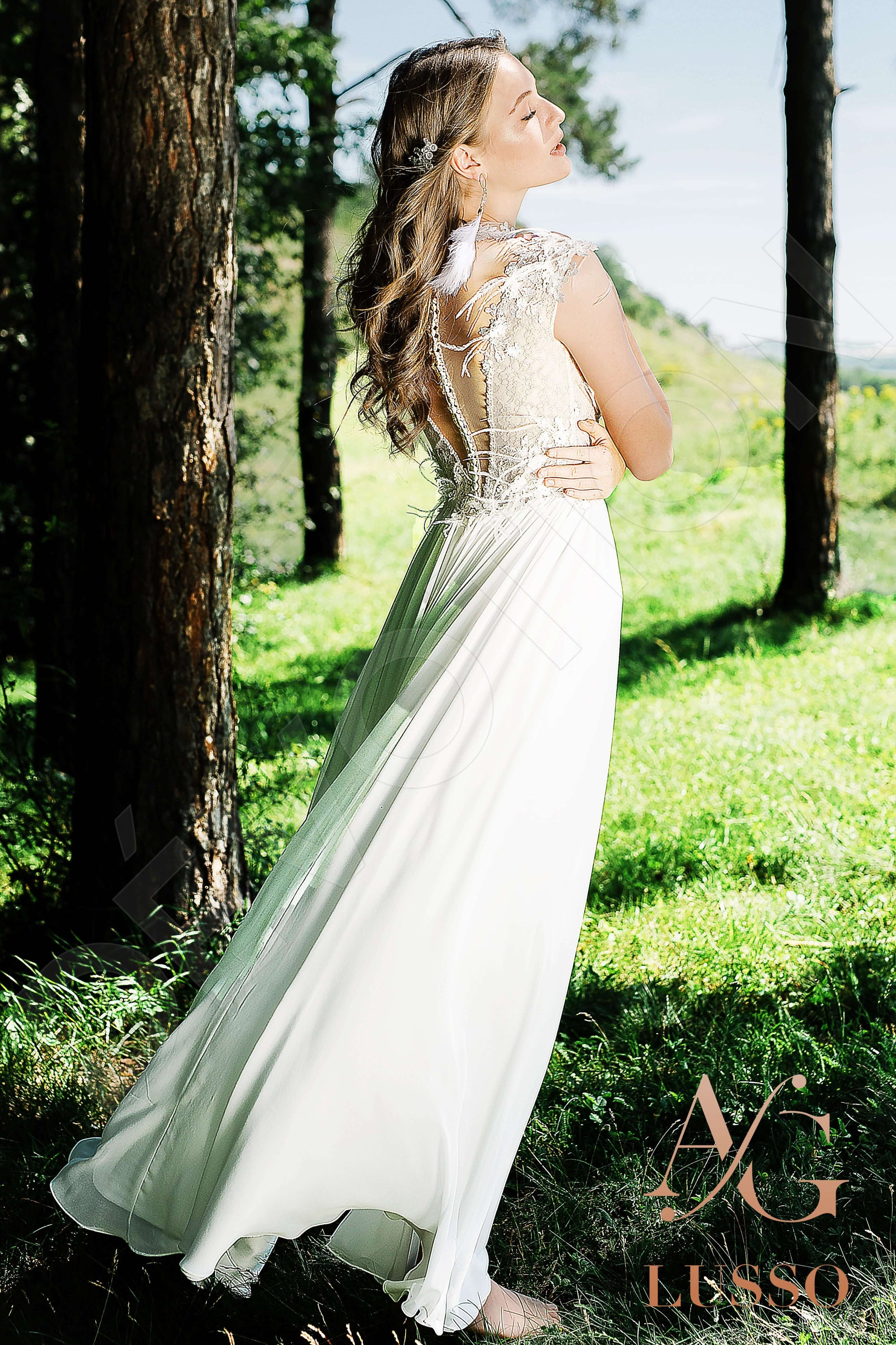 Jovite A-line Illusion Ivory Wedding dress