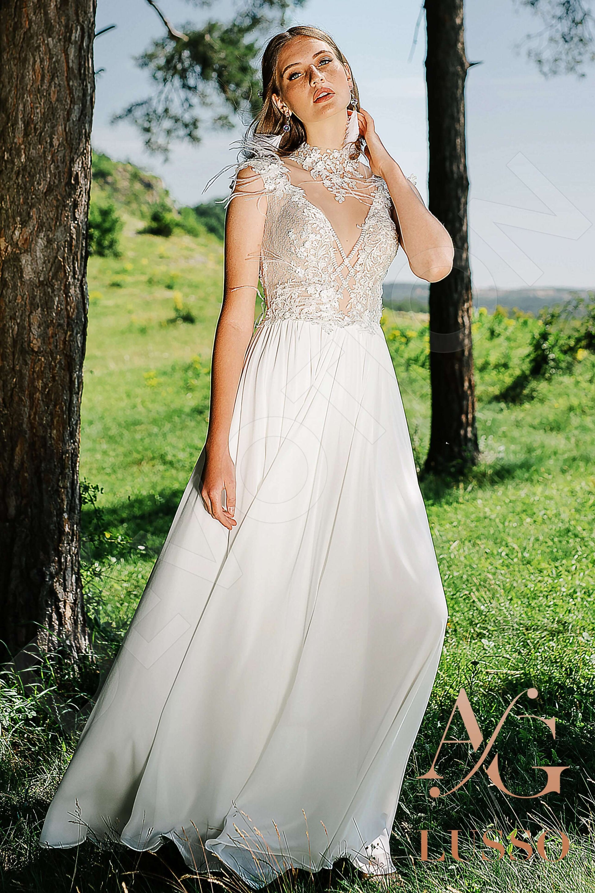 Jovite A-line Illusion Ivory Wedding dress