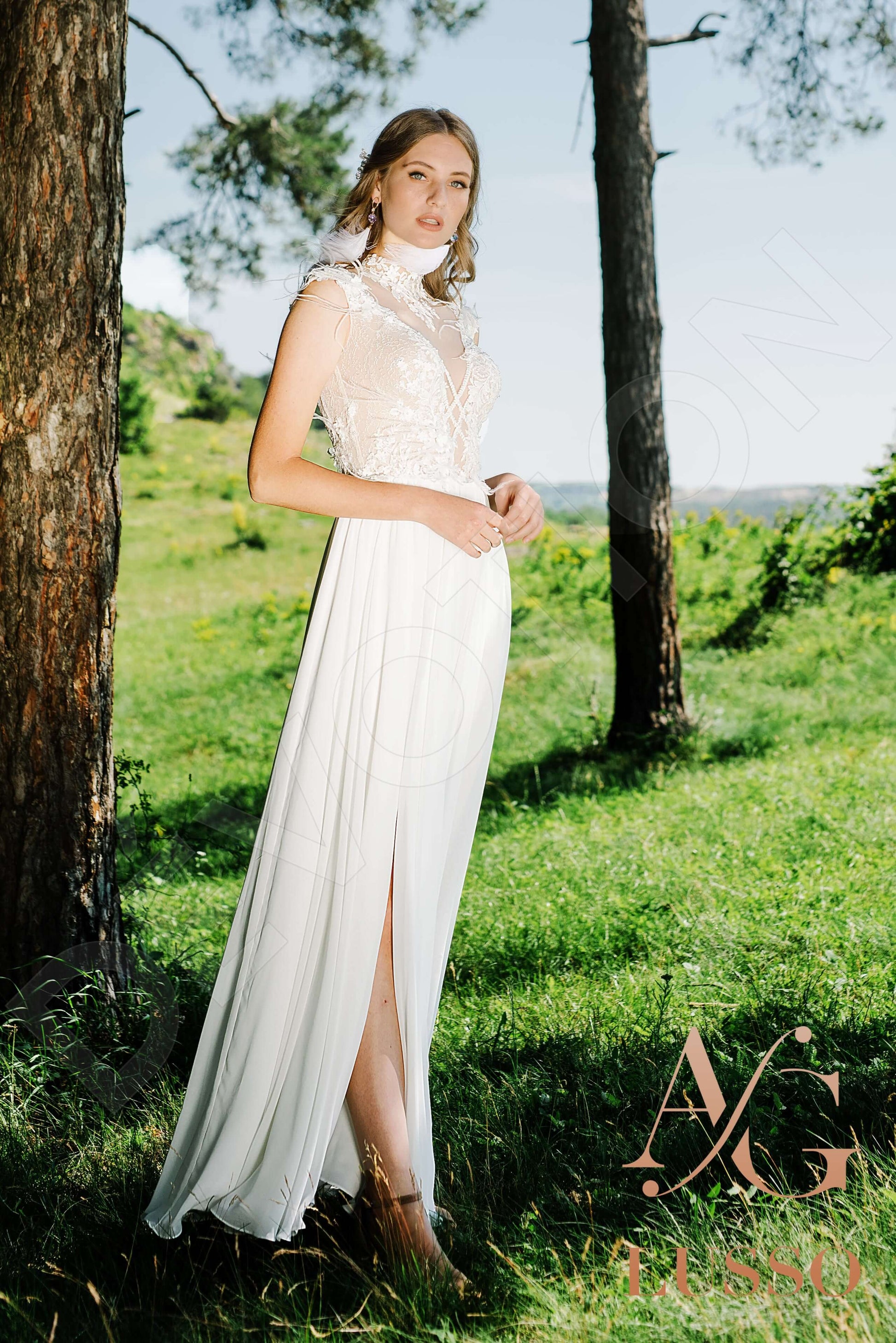 Jovite A-line Illusion Ivory Wedding dress