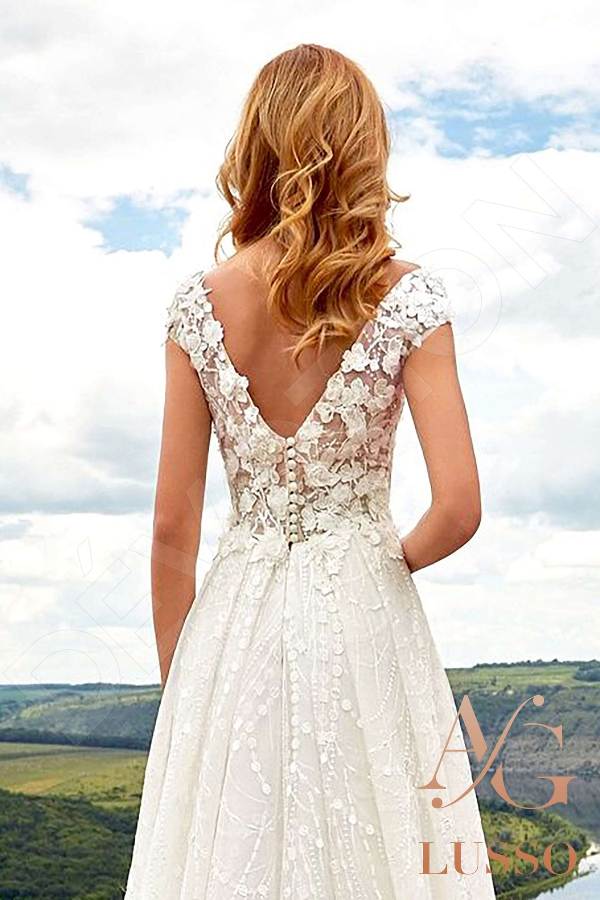 Marindina A-line V-neck Milk Wedding dress