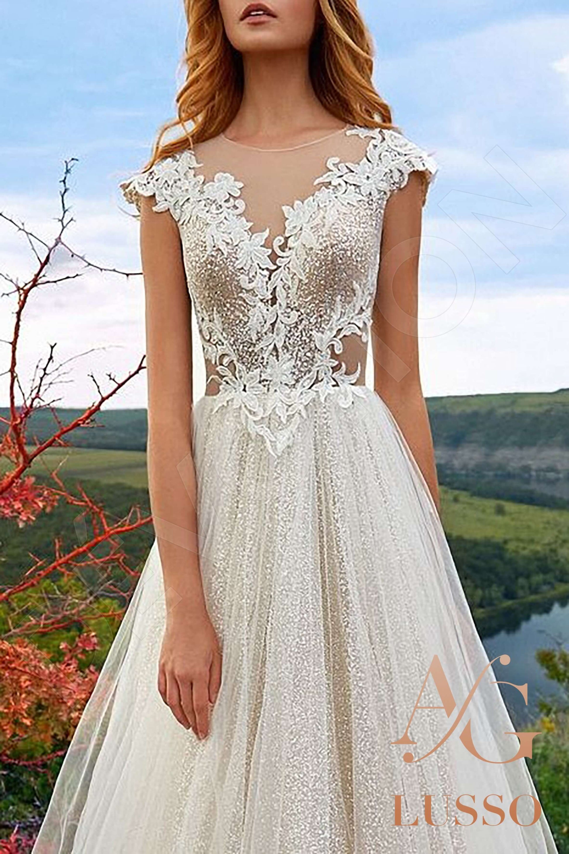 Alvinika A-line Illusion Milk Silver Wedding dress