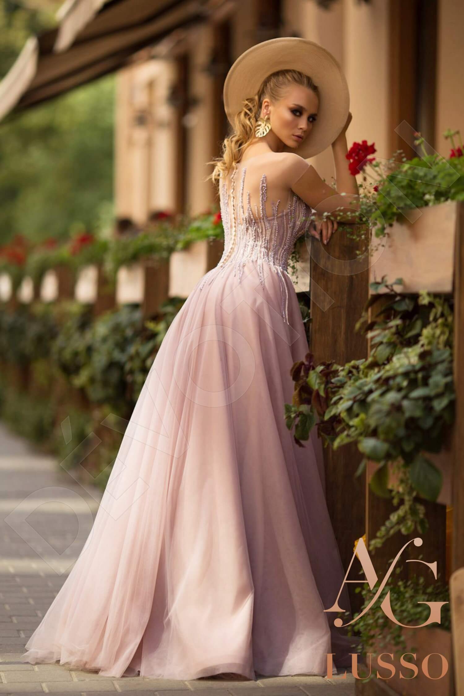 Dorenza A-line Illusion Pink Wedding dress