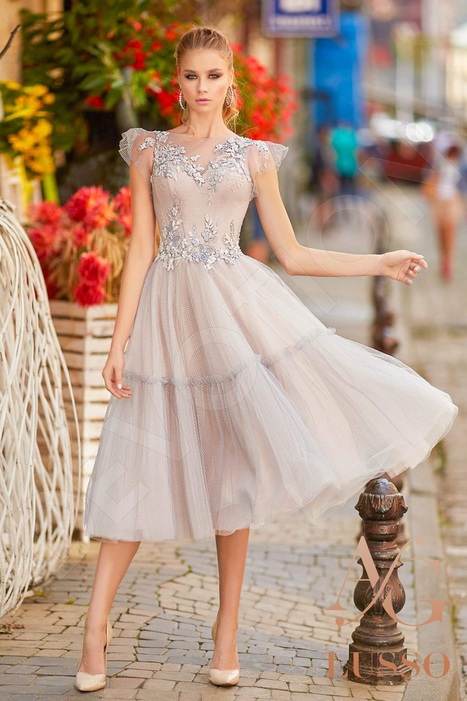 Ray A-line Boat/Bateau Lightgray Wedding dress