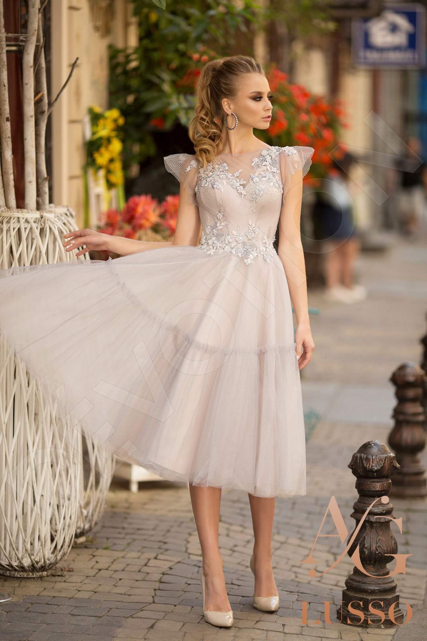 Ray A-line Boat/Bateau Lightgray Wedding dress