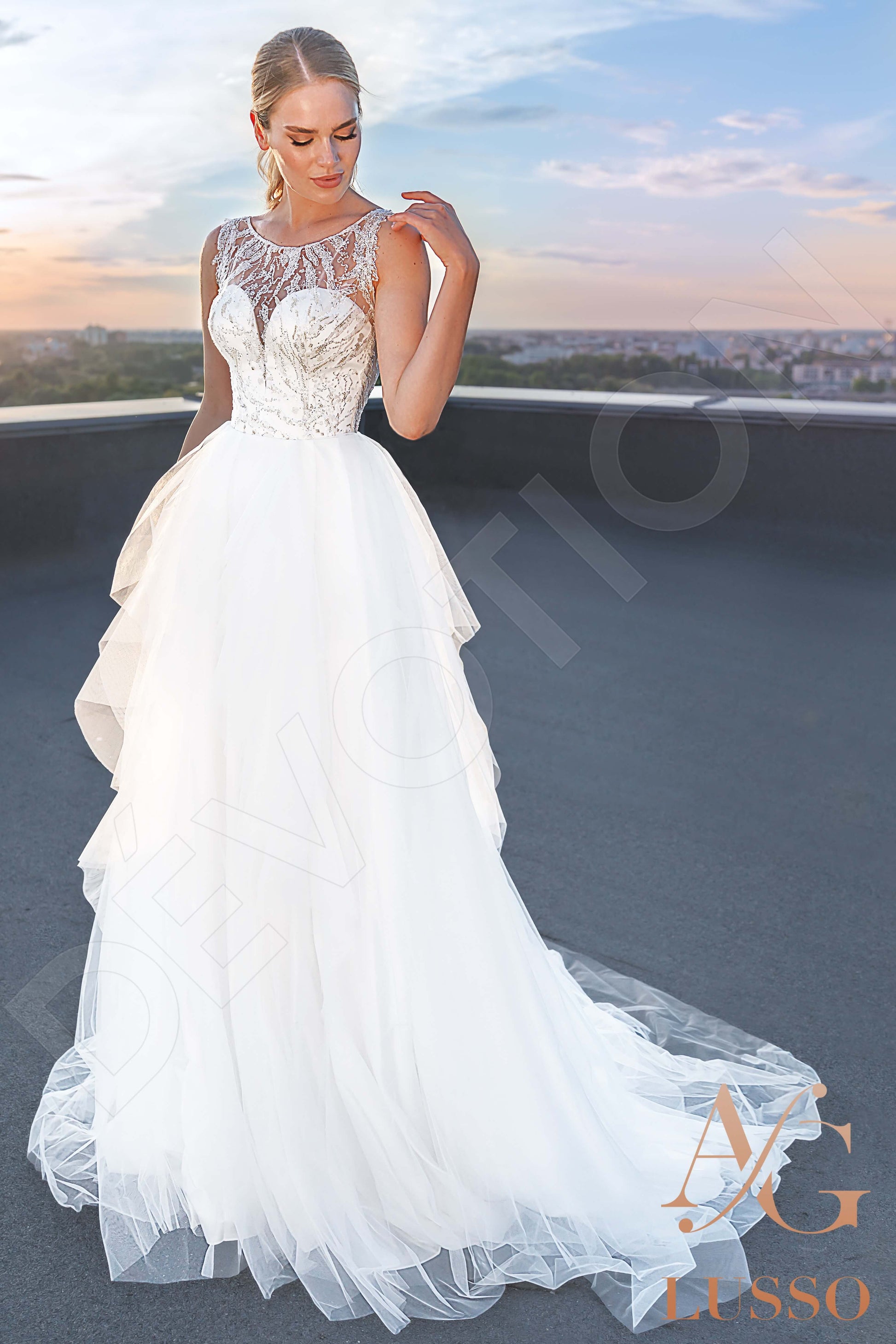 Reign A-line Jewel Ivory Wedding dress