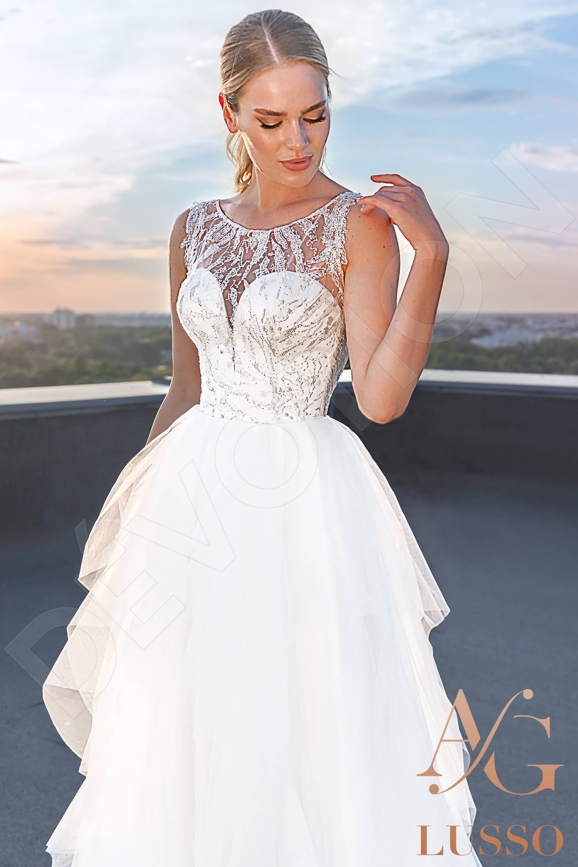 Reign A-line Jewel Ivory Wedding dress