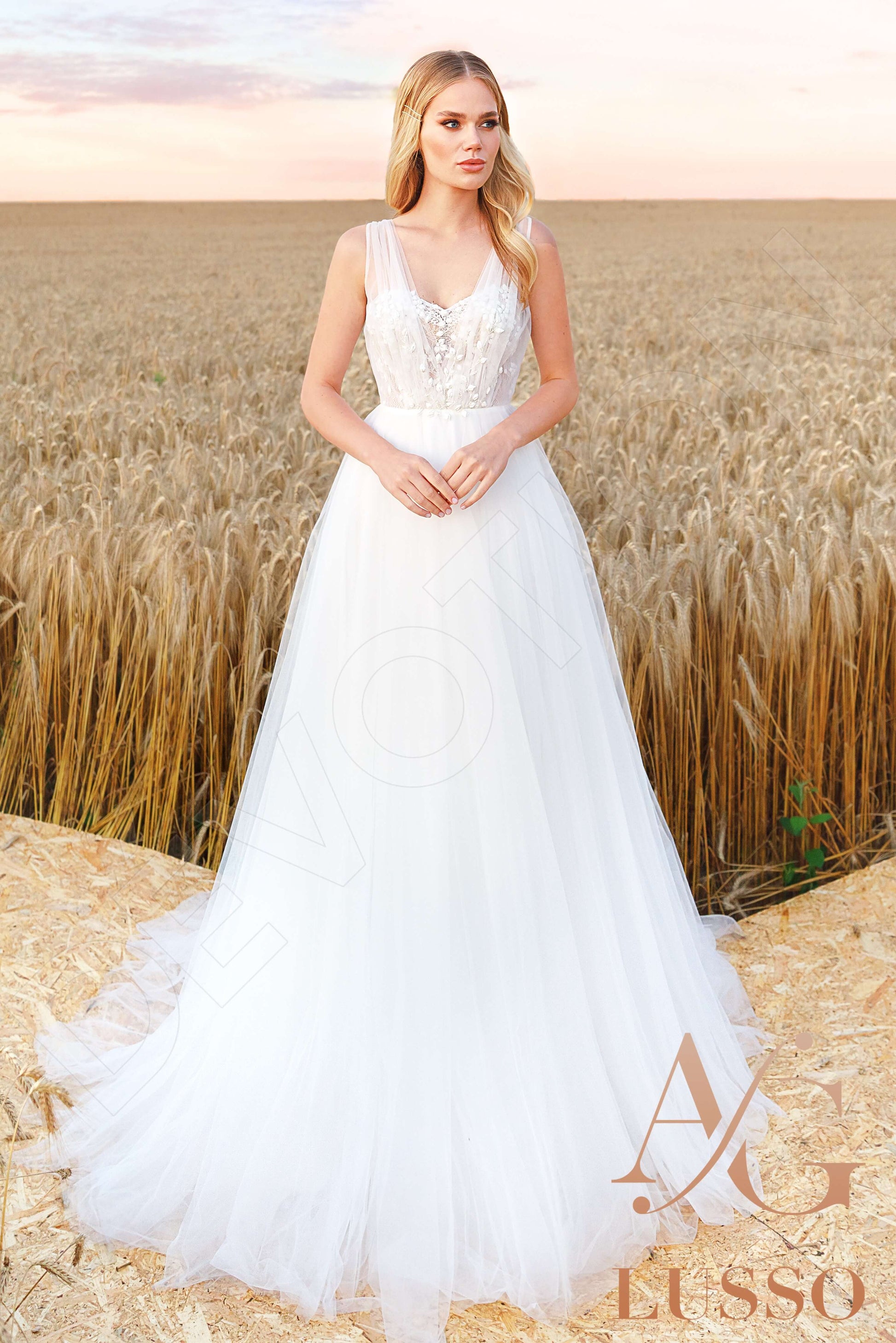 Tilly A-line V-neck Ivory Wedding dress