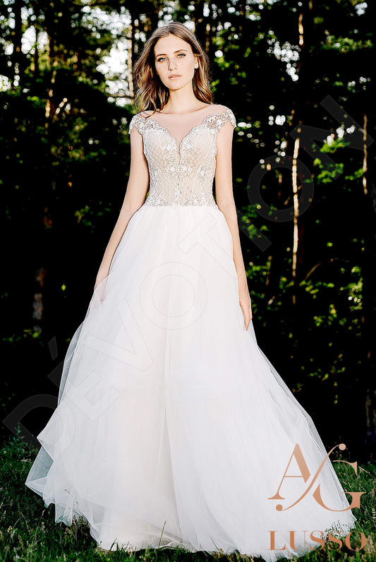 Quanesia A-line Illusion Caramel Ivory Wedding dress