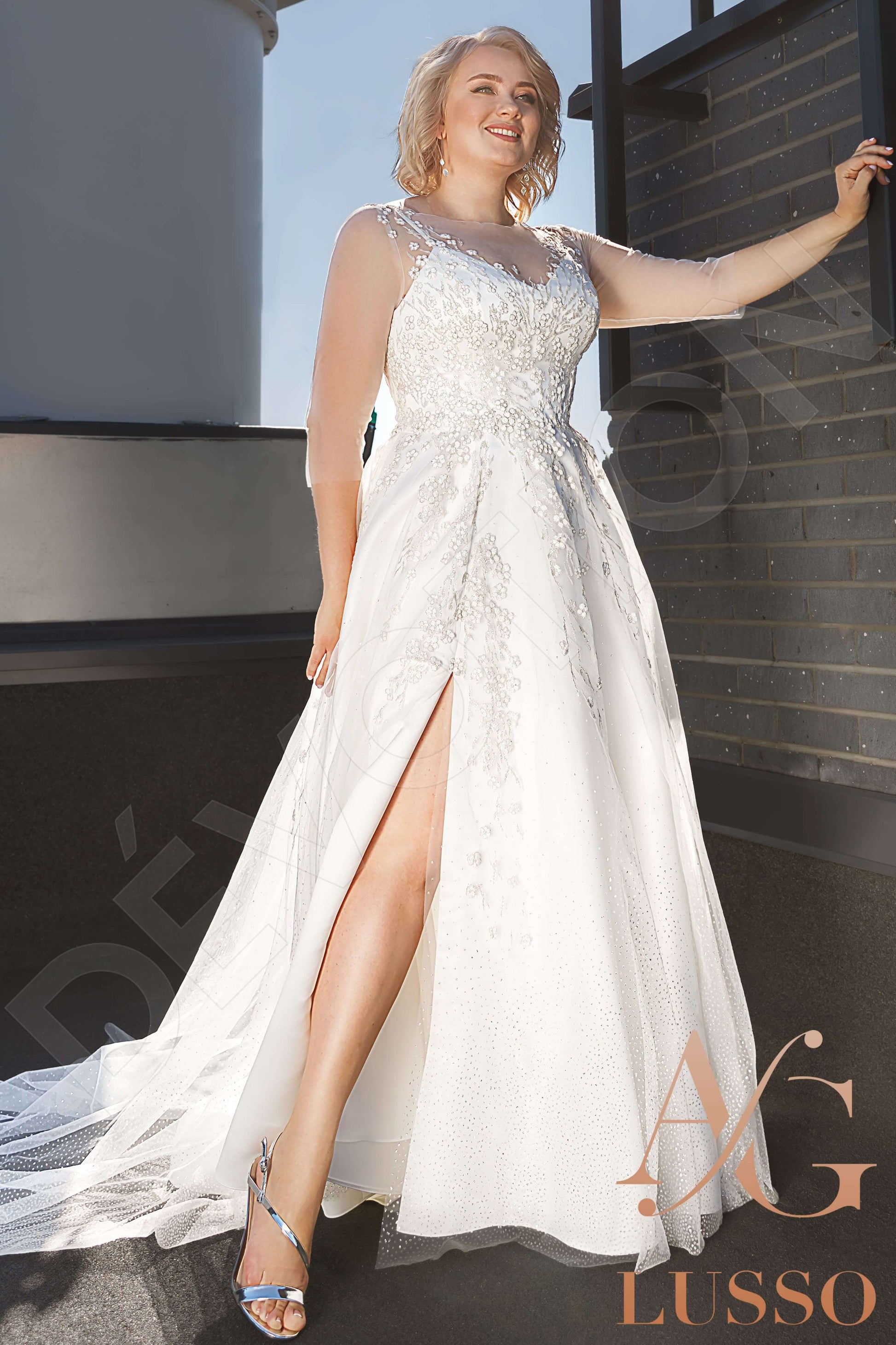 Manya A-line Jewel Ivory Wedding dress