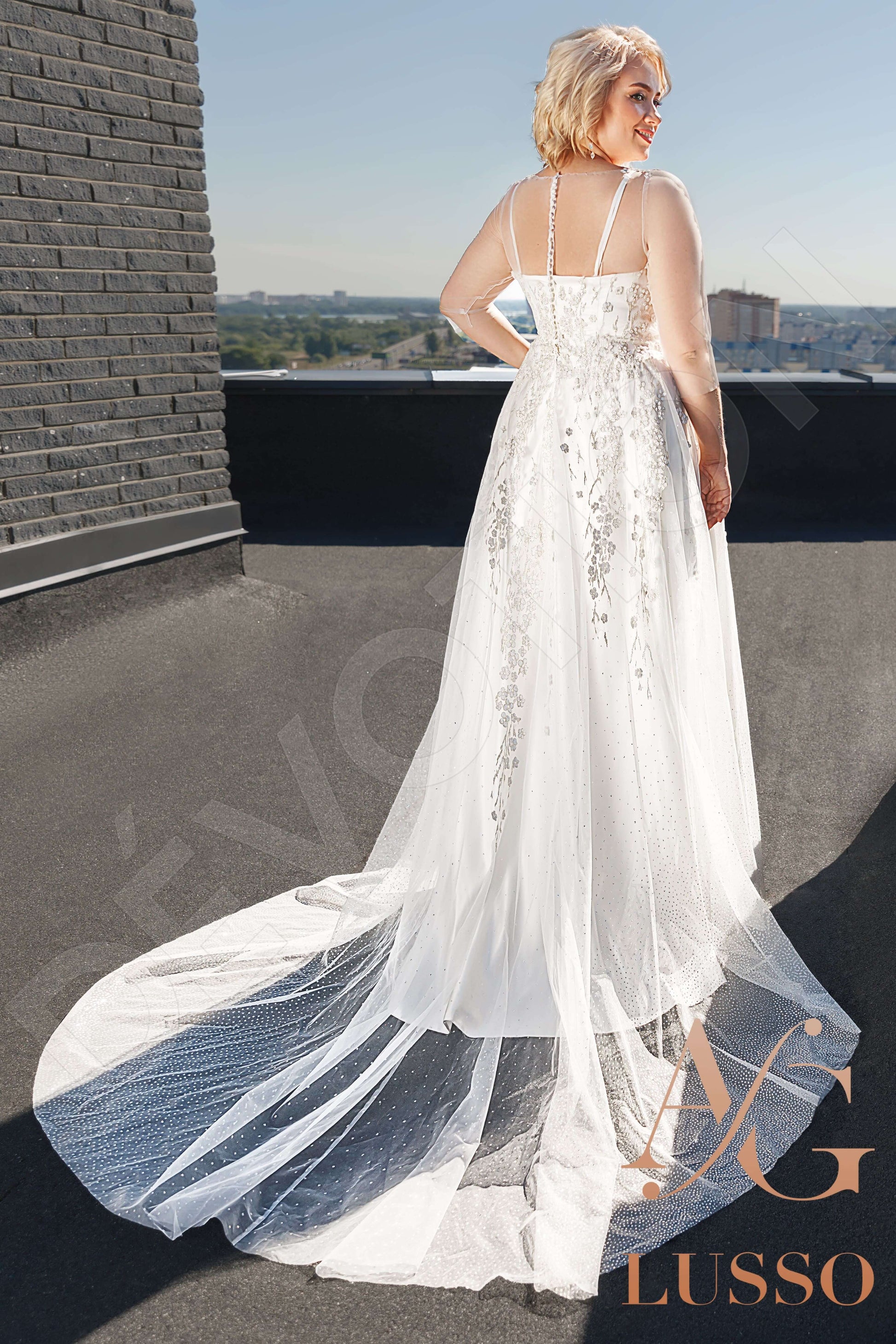 Manya A-line Jewel Ivory Wedding dress