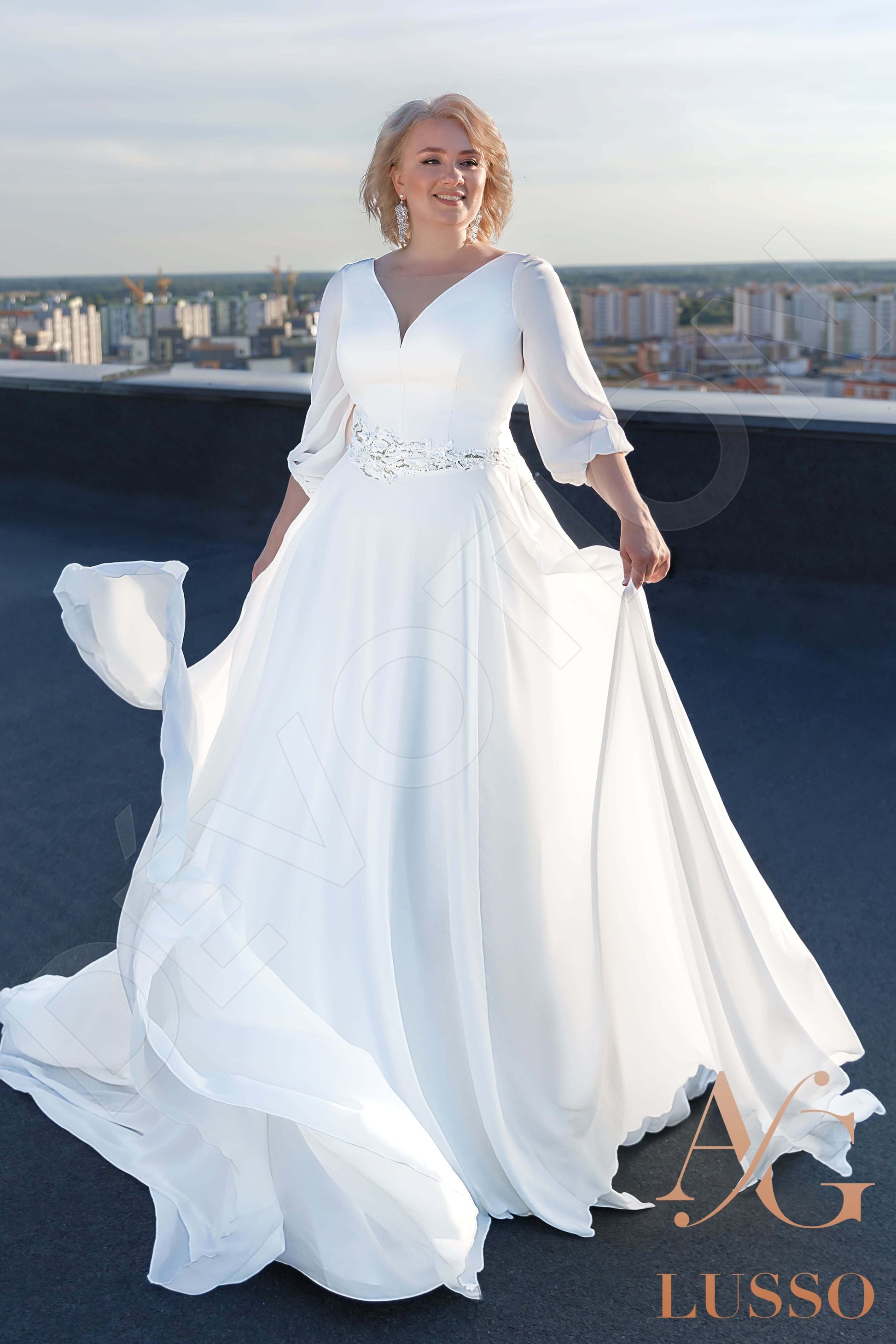 Orli A-line Illusion Ivory Wedding dress