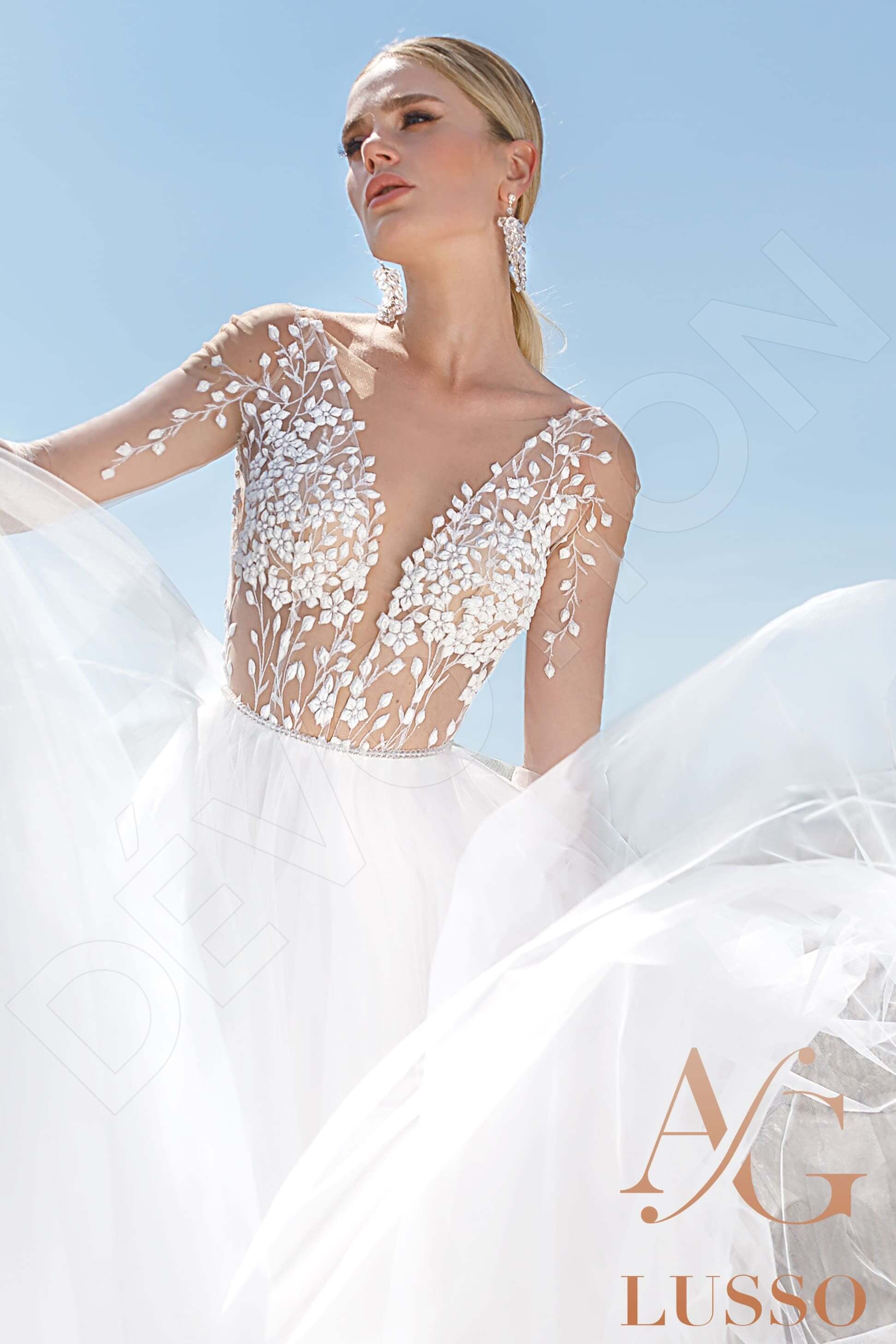 Aubrey A-line Illusion Ivory Wedding dress