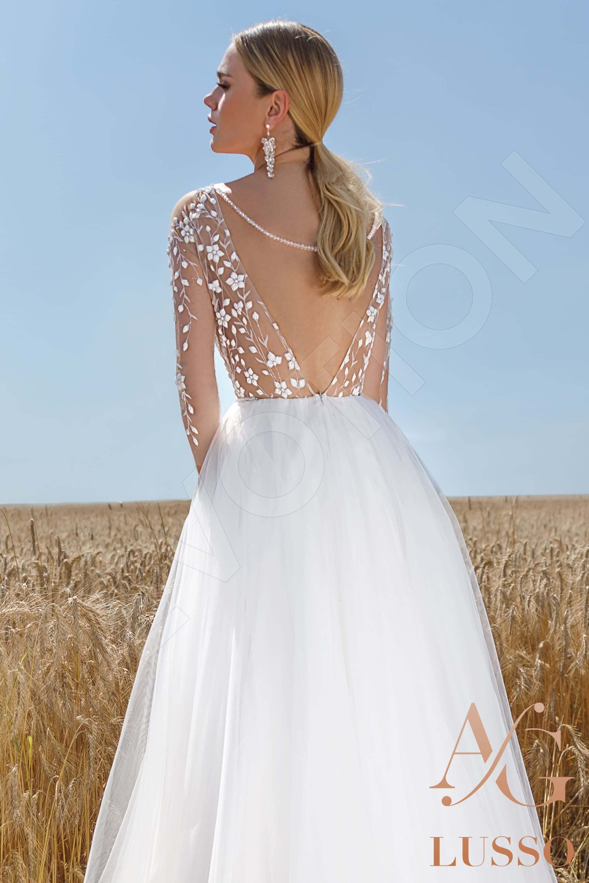 Aubrey A-line Illusion Ivory Wedding dress