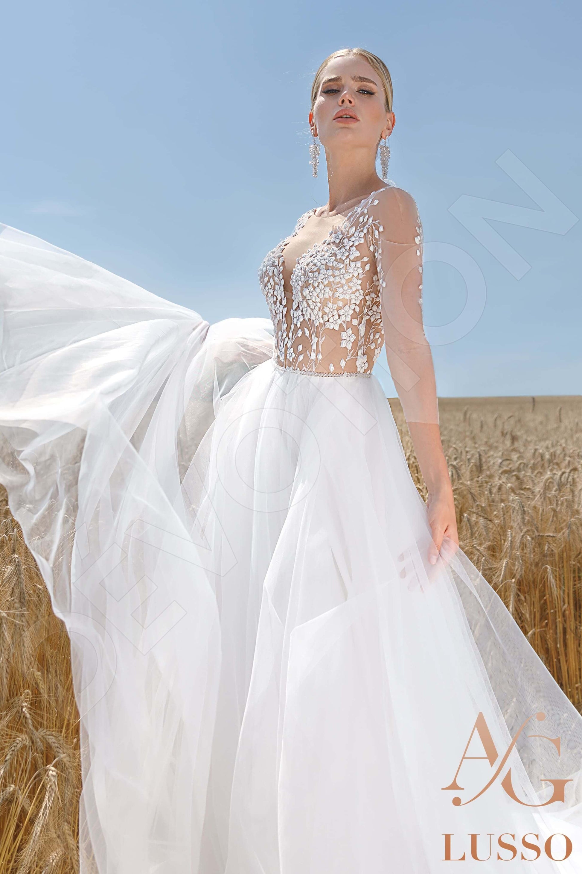 Aubrey A-line Illusion Ivory Wedding dress