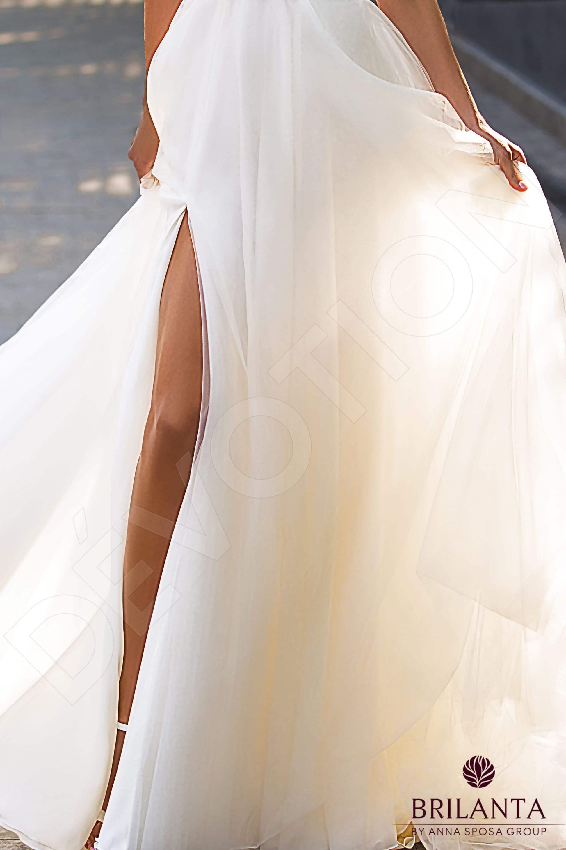 Glossy A-line V-neck Milk Wedding dress