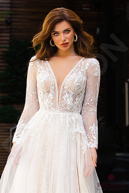 Judy Open back A-line Long sleeve Wedding Dress 4