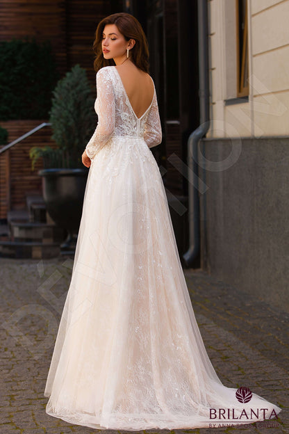 Judy Open back A-line Long sleeve Wedding Dress Back