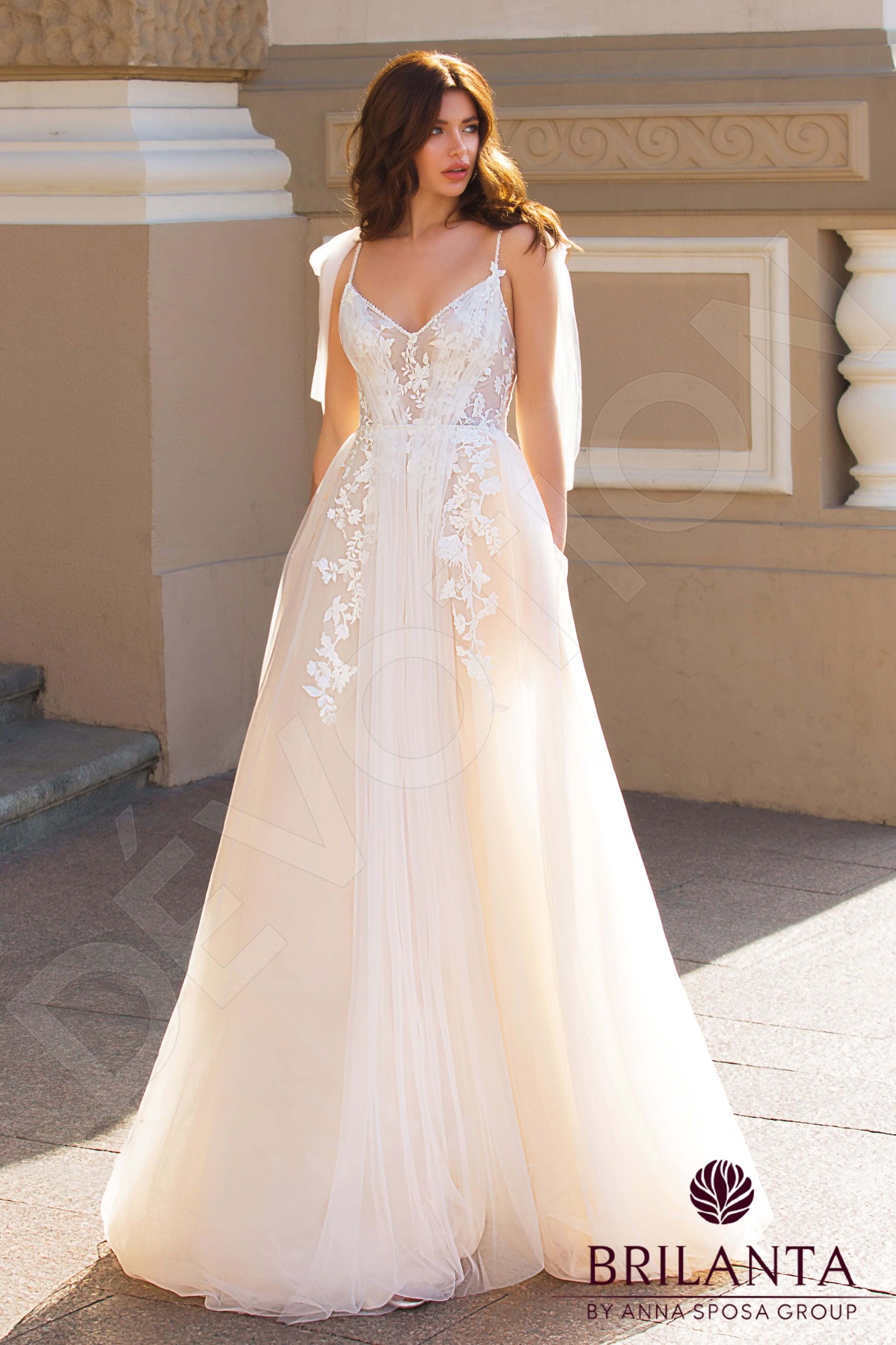 Orfeya A-line V-neck Milk Cappuccino Wedding dress