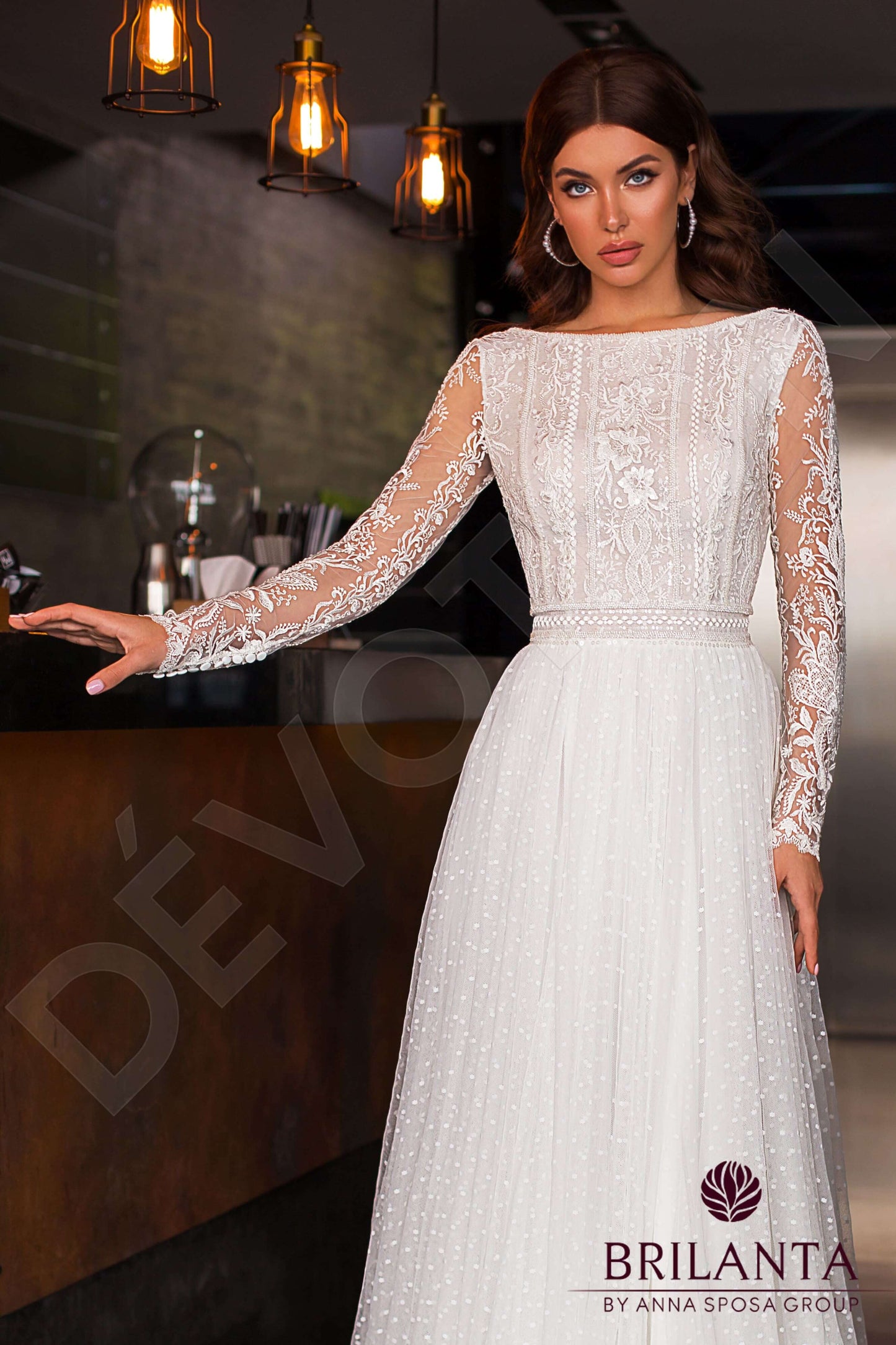 Valentine Open back A-line Long sleeve Wedding Dress 5