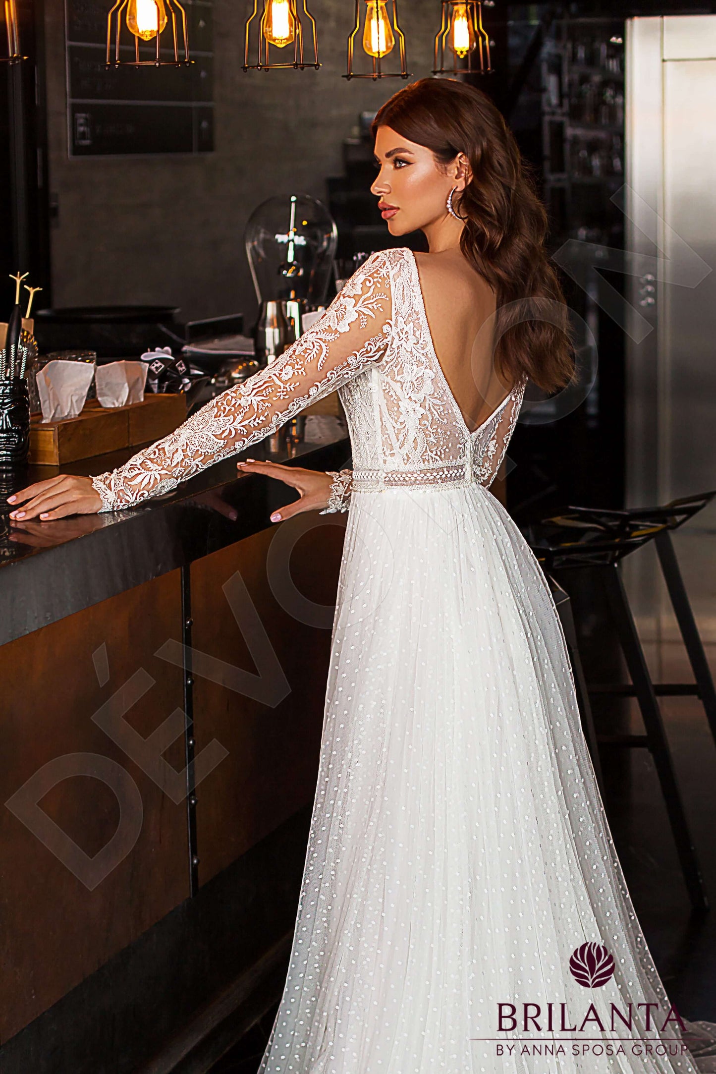 Valentine Open back A-line Long sleeve Wedding Dress 3