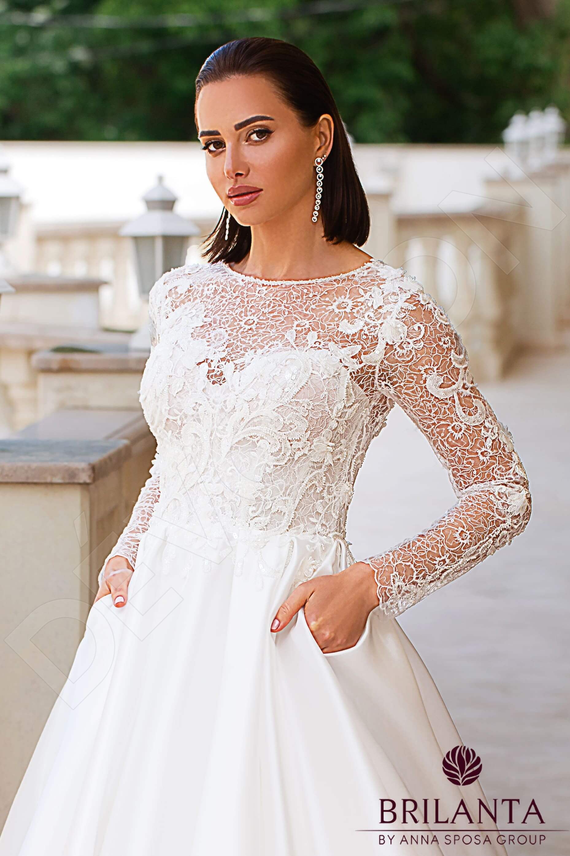 Vilette A-line Jewel Milk Wedding dress