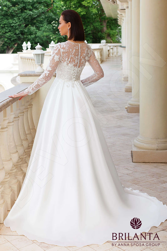 Vilette A-line Jewel Milk Wedding dress