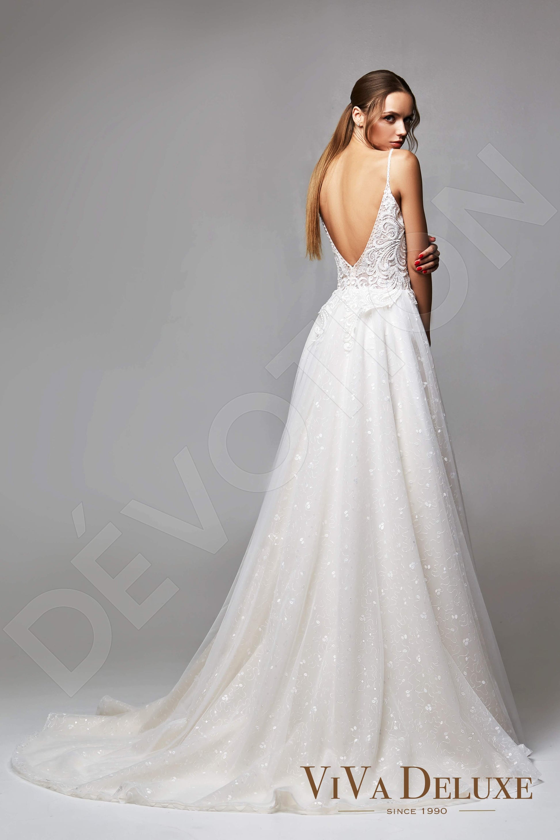 Adelle A-line V-neck Ivory Nude Wedding dress