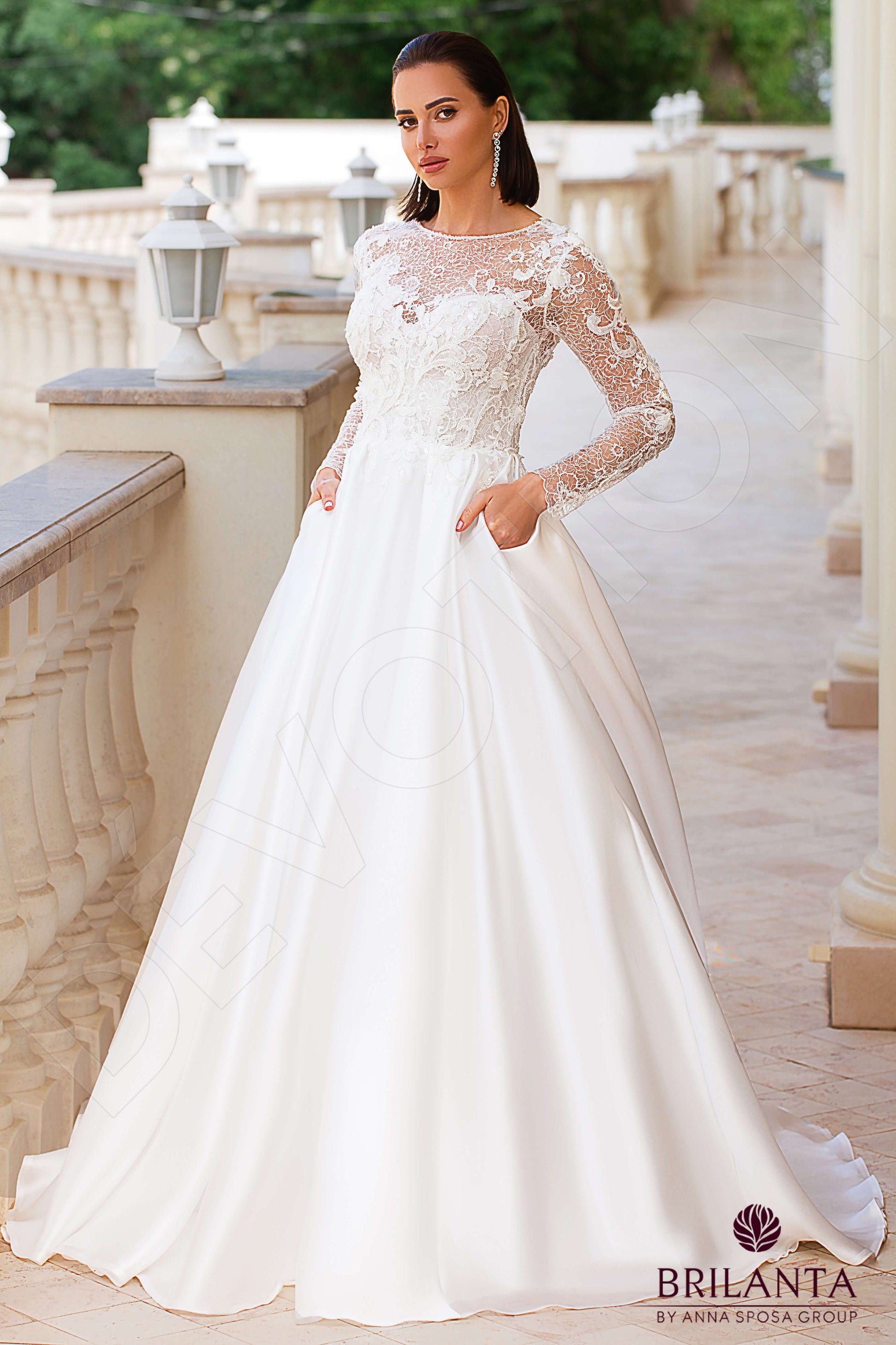 Vilette A-line Jewel Milk Wedding dress