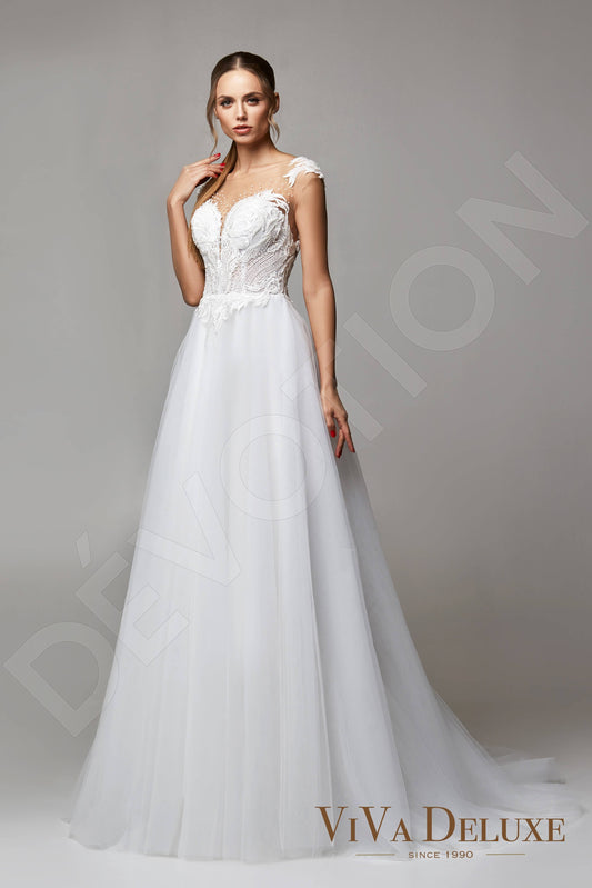 Anna A-line Illusion Ivory Wedding Dress