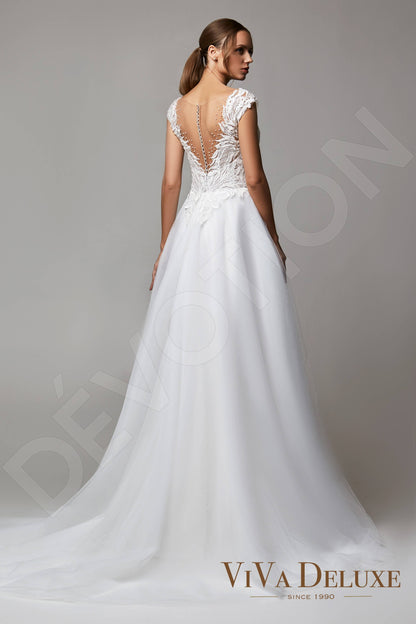 Anna Illusion back A-line Short/ Cap sleeve Wedding Dress Back