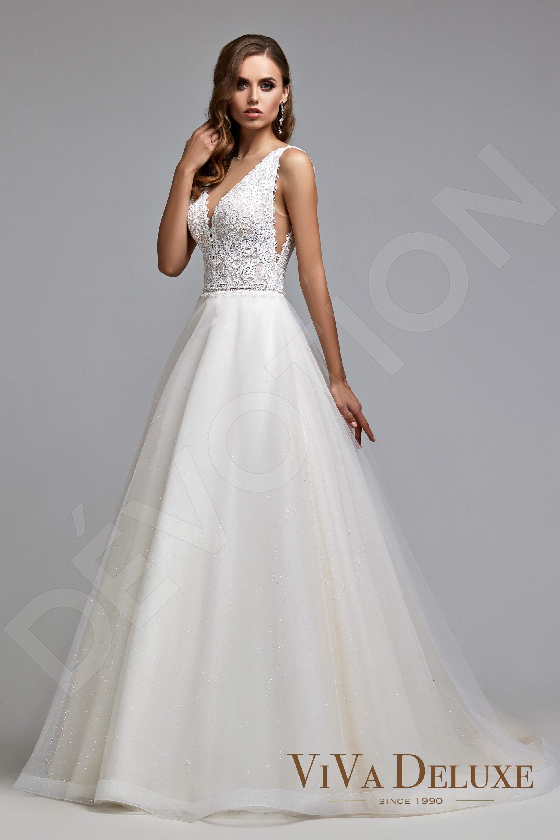 Annalise A-line V-neck Ivory Nude Wedding dress