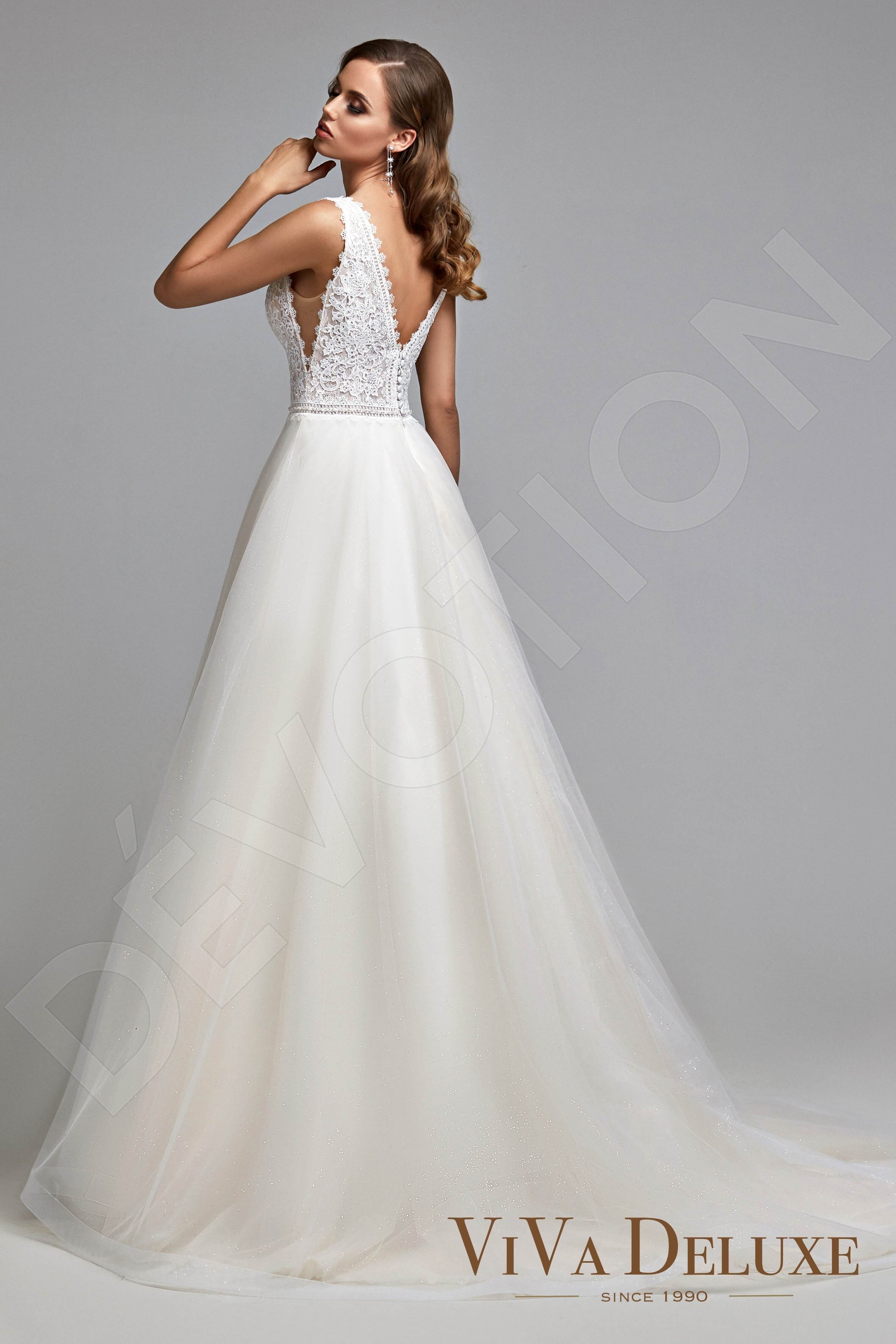 Annalise A-line V-neck Ivory Nude Wedding dress