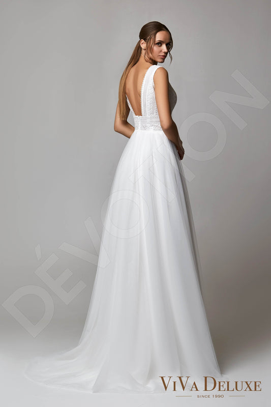 Bonnell A-line V-neck Ivory Wedding dress