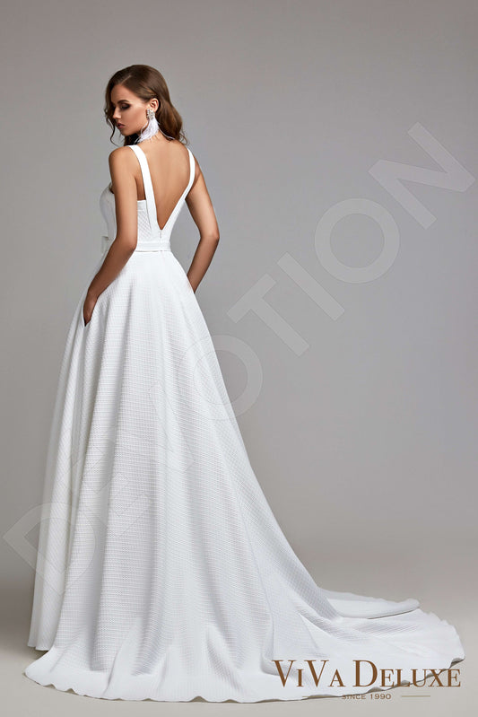 Charlene A-line Boat/Bateau Ivory Wedding dress