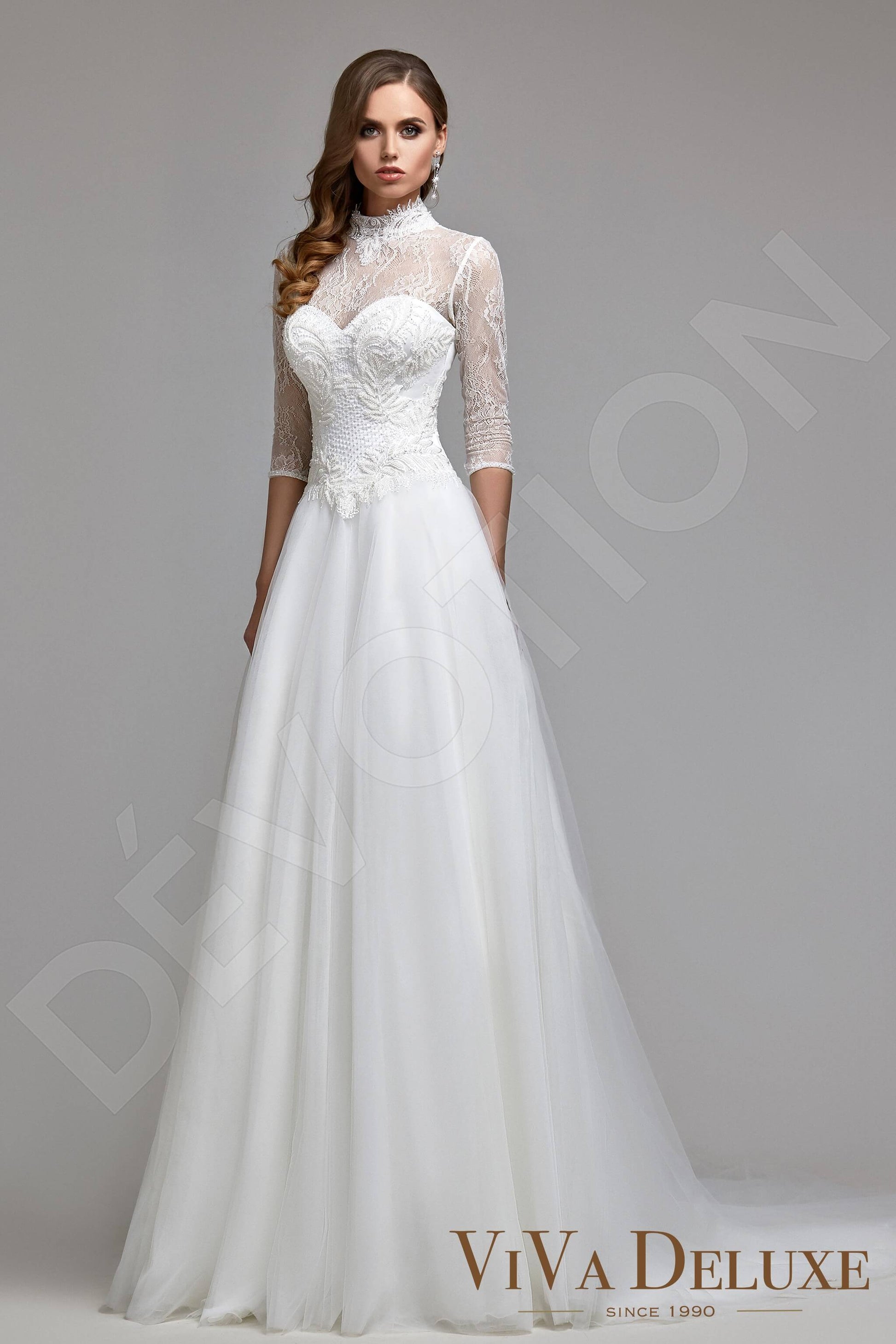 Vanesia A-line High neck Ivory Wedding dress