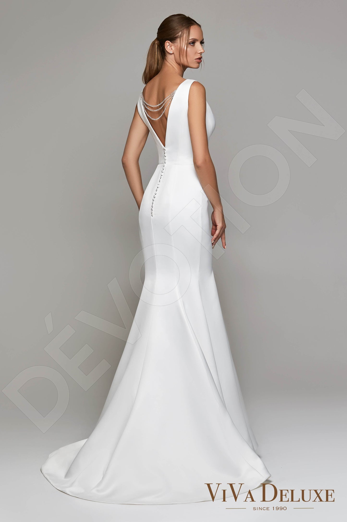 Demie Open back Trumpet/Mermaid Sleeveless Wedding Dress Back