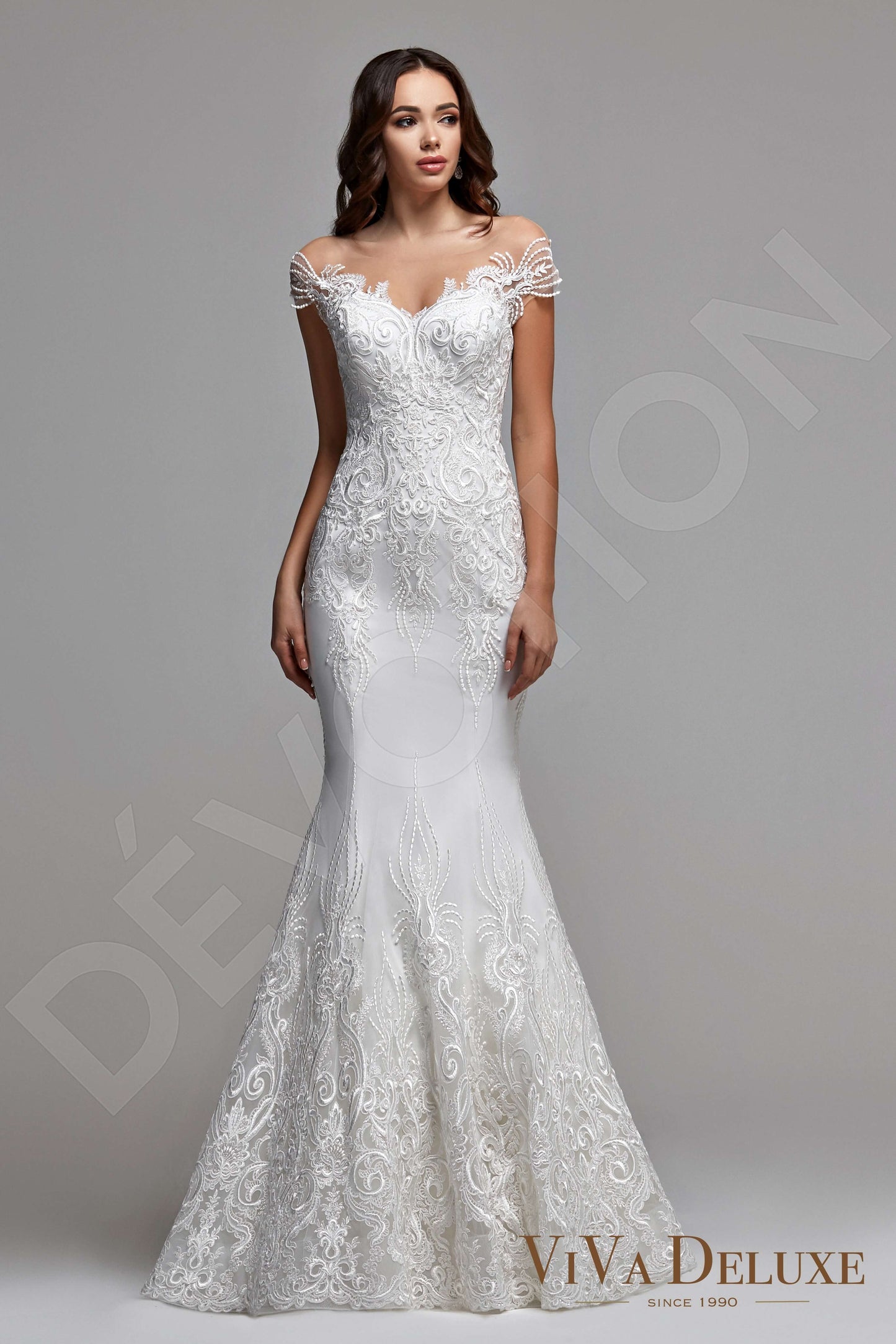 Donnelle Illusion back Trumpet/Mermaid Short/ Cap sleeve Wedding Dress Back