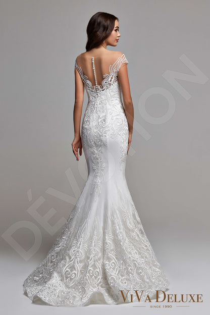 Donnelle Illusion back Trumpet/Mermaid Short/ Cap sleeve Wedding Dress 2