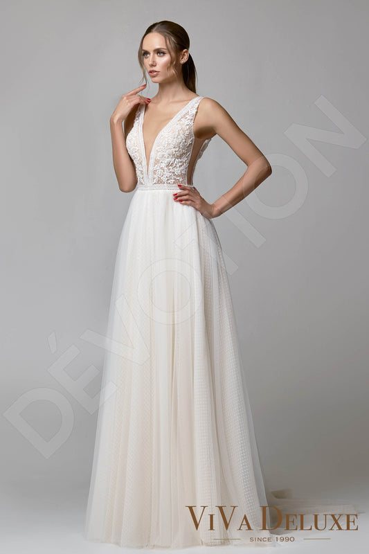 Selenita A-line V-neck Ivory Nude Wedding dress