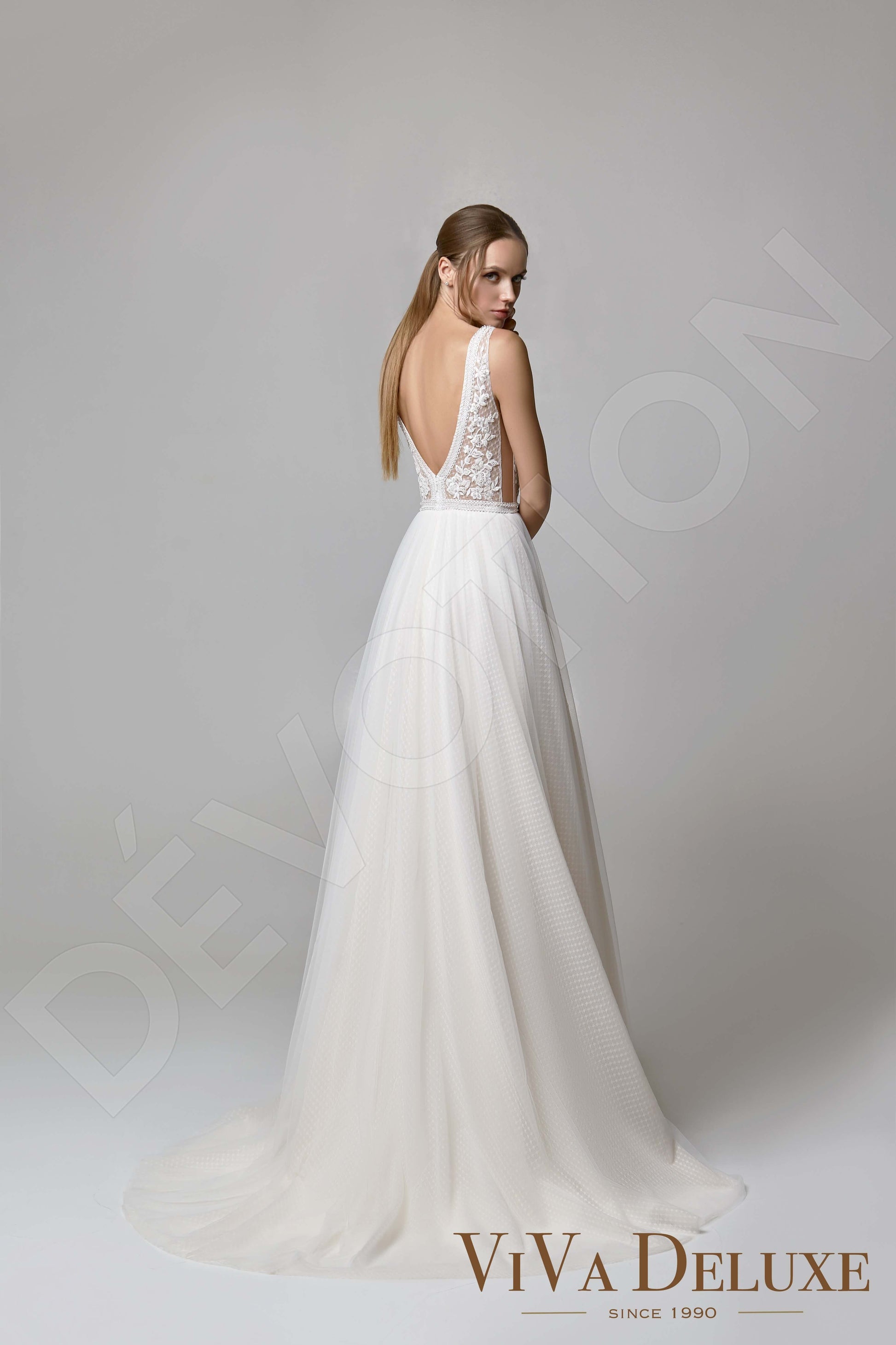 Selenita A-line V-neck Ivory Nude Wedding dress