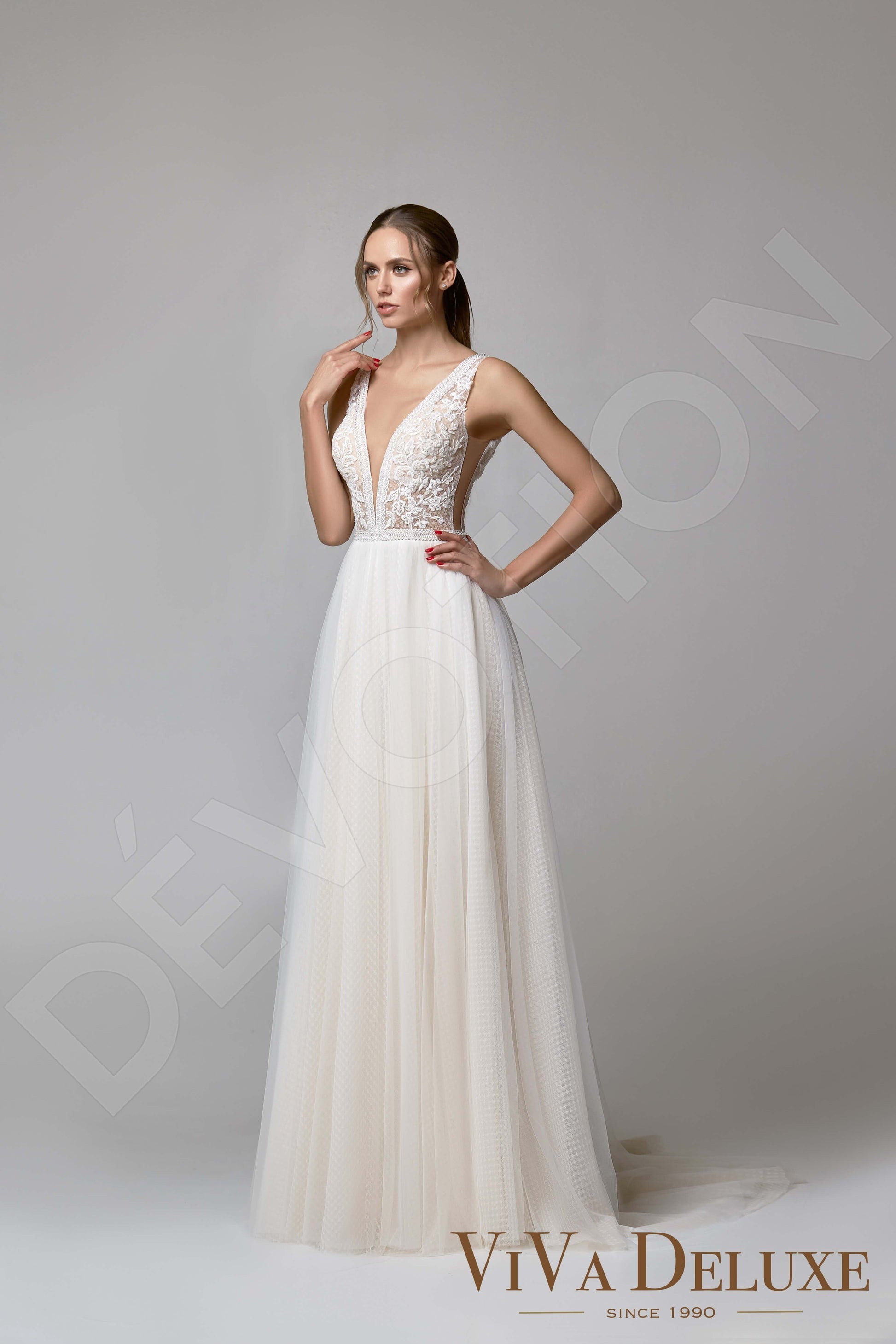 Selenita A-line V-neck Ivory Nude Wedding dress