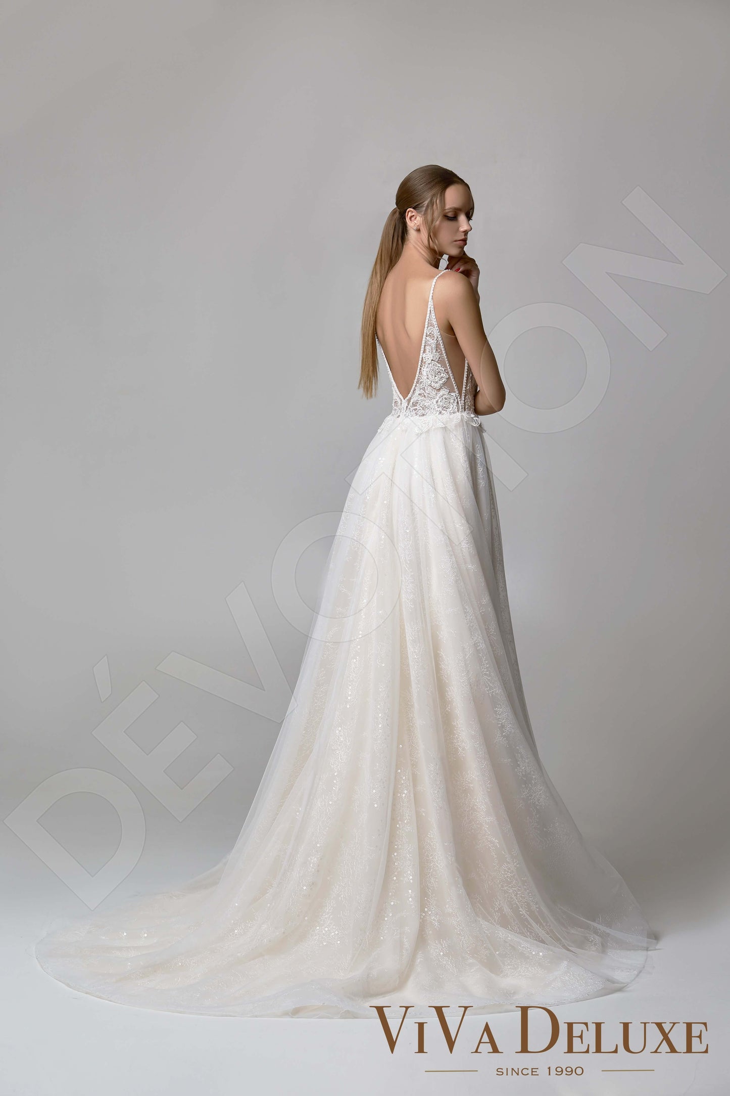 Rosellina Open back A-line Straps Wedding Dress Back