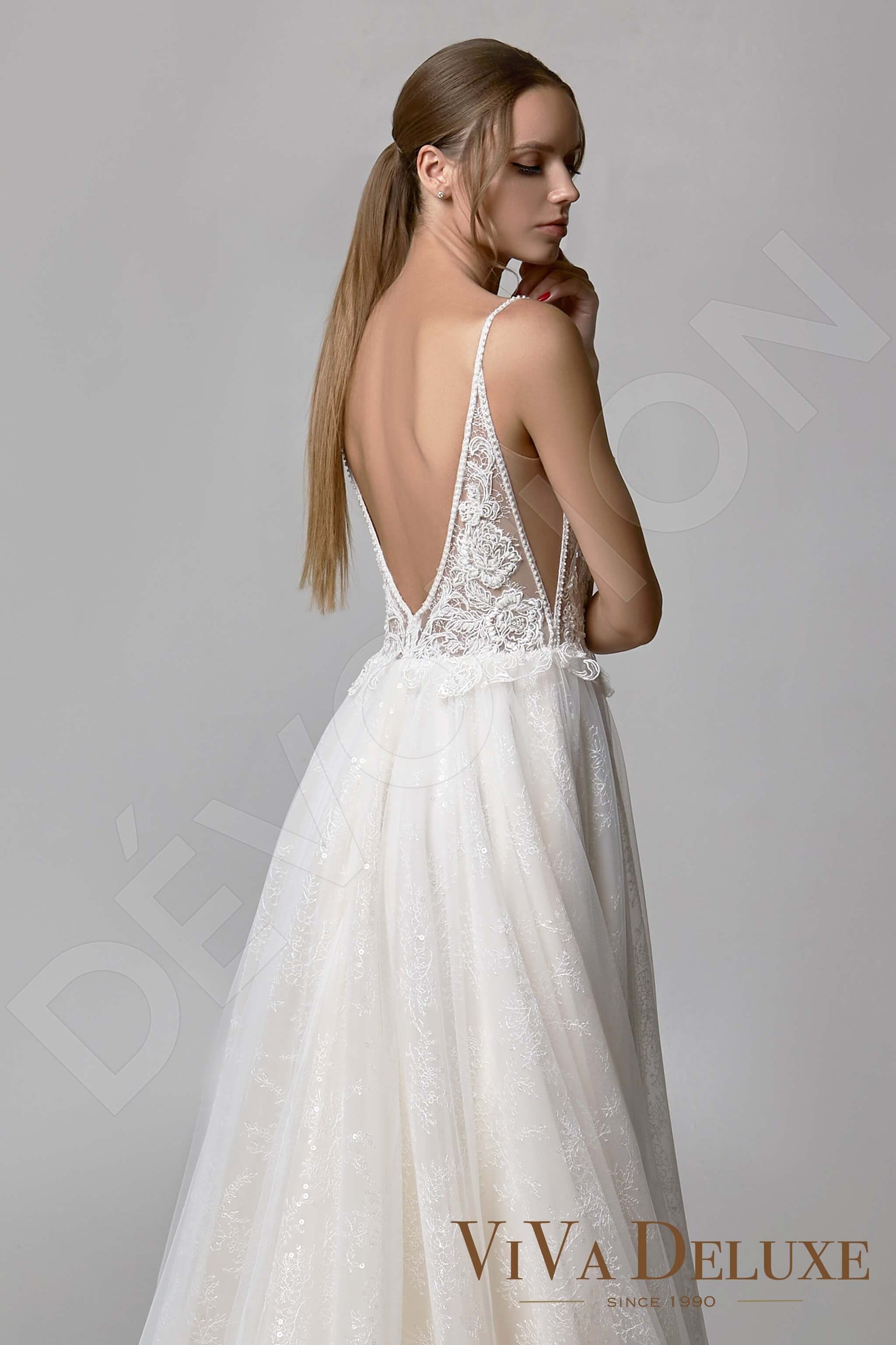 Rosellina A-line V-neck Ivory Nude Wedding dress